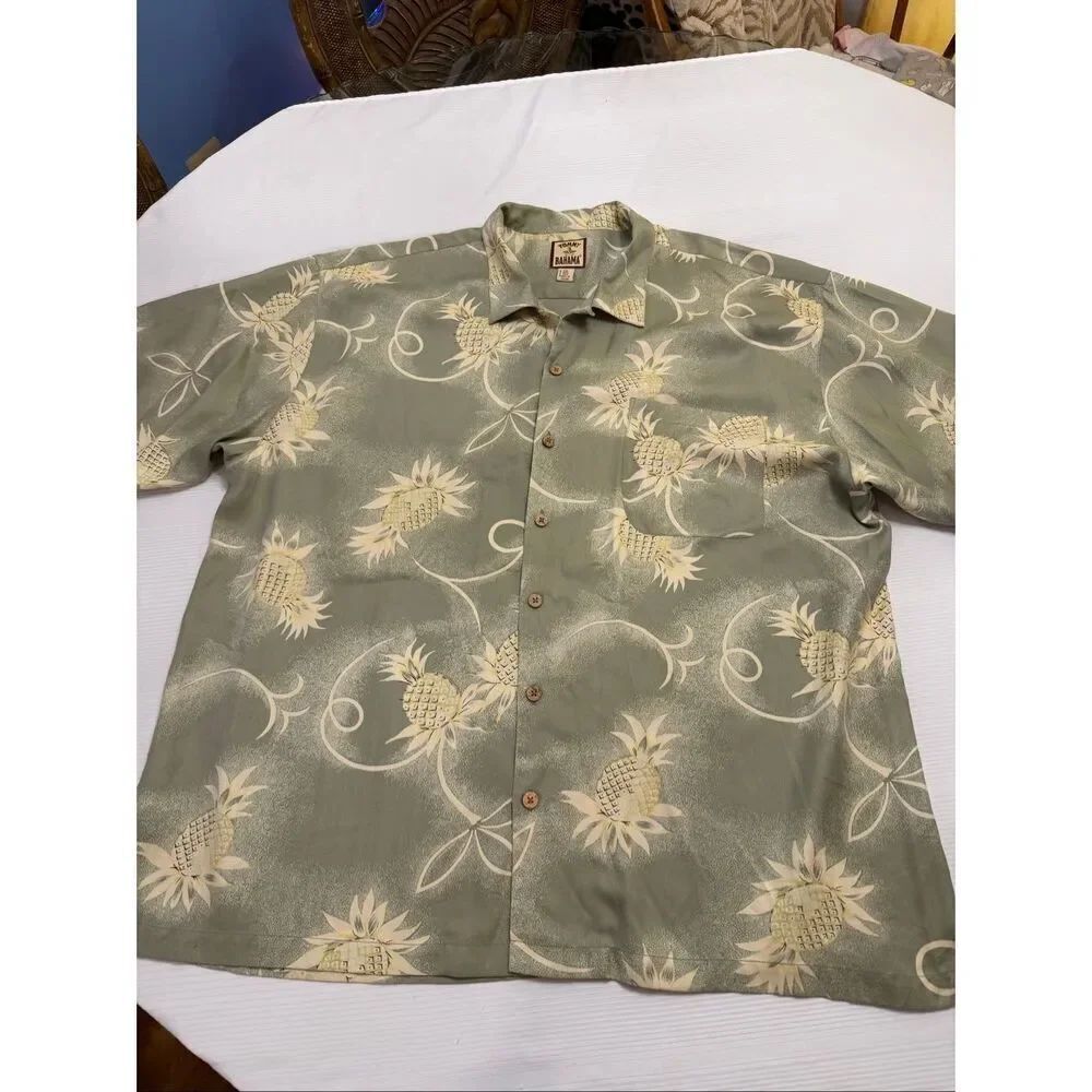 Tommy Bahama Men’s Green Pineapple Silk Short Sleeve Button Up Shirt Size XXL